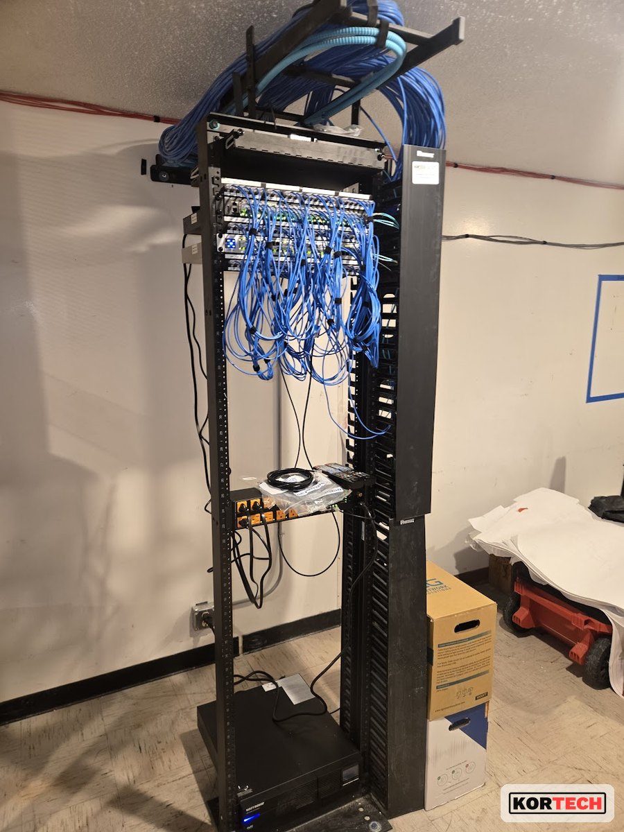 Same relay rack before, cables draped and undressed